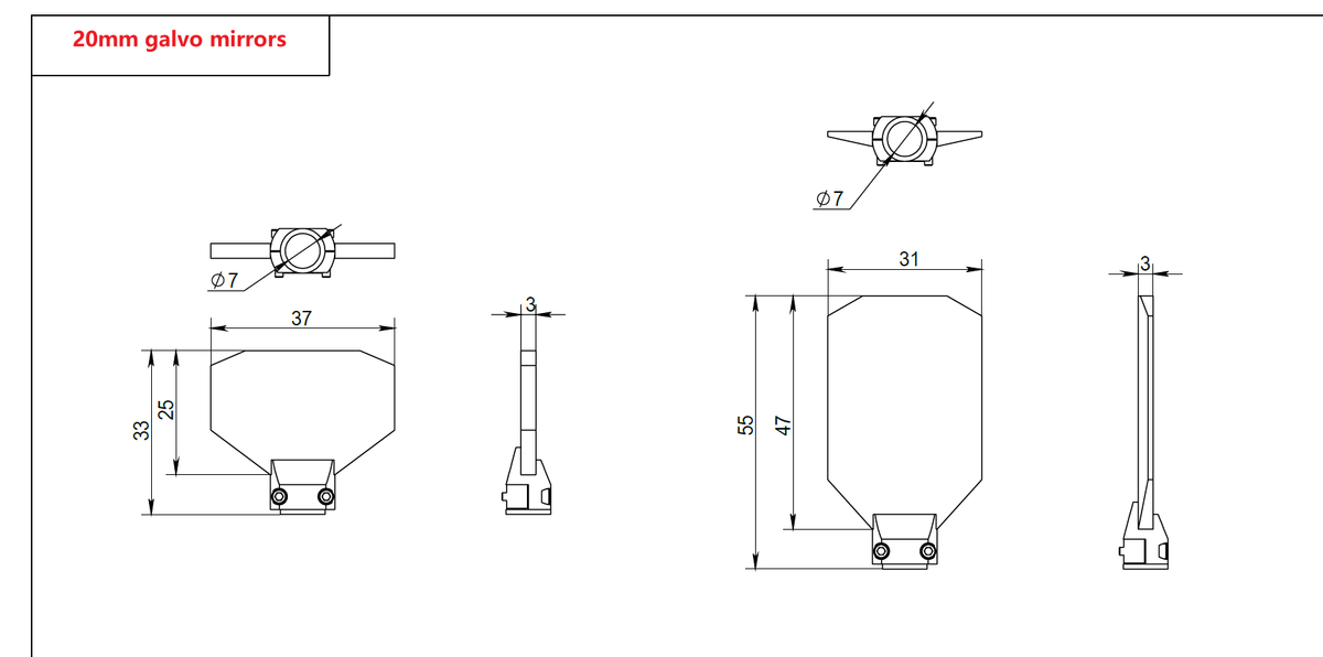 20mm Silicon Substrate Galvo Scanning Mirror (10.6µm CO2)